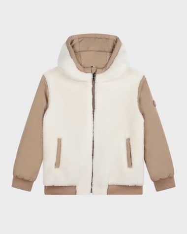 BOSS Boy's Logo Badge Reversible Sherpa Jacket, Size 4-5