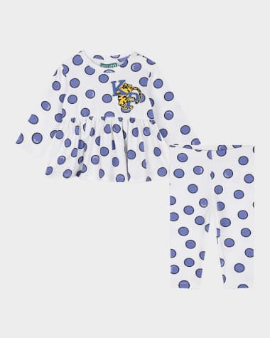 Kenzo Girl's Polka Dot Logo-Print T-Shirt & Leggings, Size 6M-2