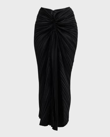 Cult Gaia Sonoma Pleated Satin Midi Slit Skirt