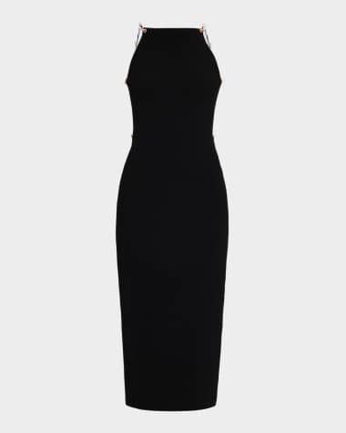 Cult Gaia Cassi Faux Pearl-Embellished Backless Knit Midi Dress