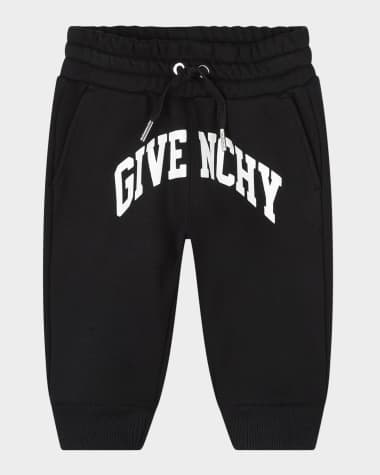 Givenchy Boy's Curved Logo-Print Joggers, Size 12M-3