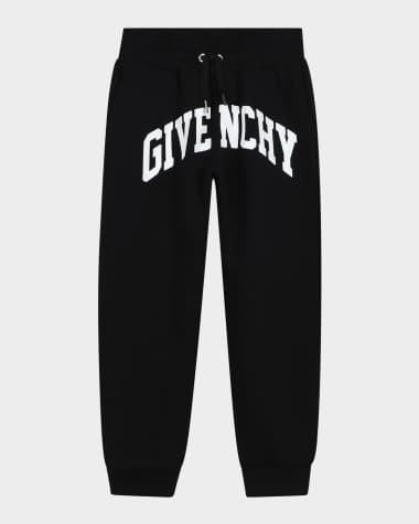 Givenchy Boy's Curved Logo-Print Joggers, Size 4-6