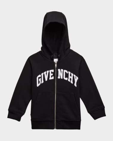 Givenchy Boy's Curved Logo-Print Hoodie, Size 8-14
