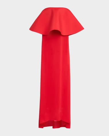 Jacquemus Vela Long Sheer Strapless Dress