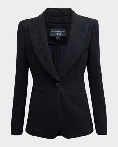Emporio Armani Single-Button Chevron Jersey Blazer