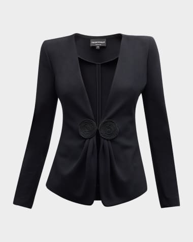 ジャケット EMPORIO ARMANI Woman Jacket Black 0NB10P02P 15999 Velvet jacket with draped band brand EMPORIO ARMANI