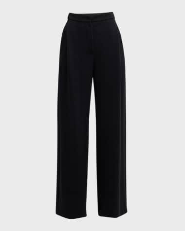 Emporio Armani High-Rise Pleated Chevron Jersey Trousers