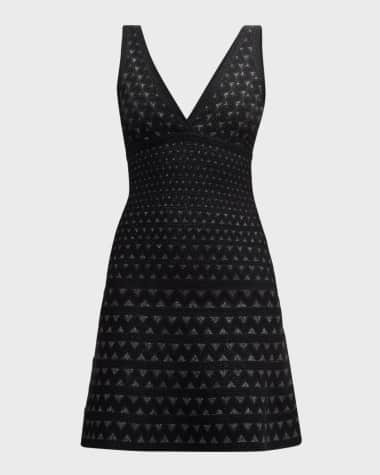 Emporio Armani Zigzag Metallic Jacquard Knit Mini Dress