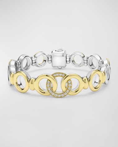 LAGOS Signature Caviar Two-Tone Interlocking Taper Link Bracelet