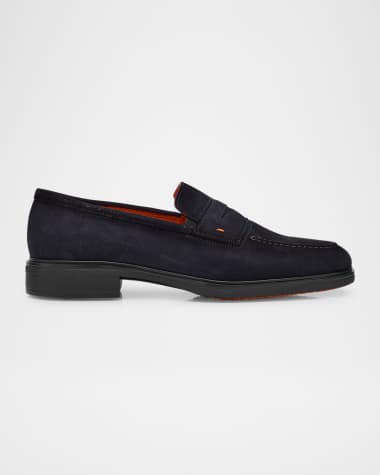 Santoni Men's Easy Suede Penny Loafers