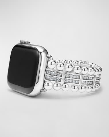 LAGOS Smart Caviar Sterling Silver Spark Diamond 2 Row 38mm Apple Watch Band