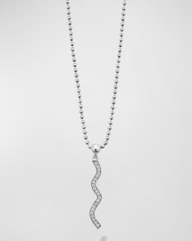 LAGOS Caviar Spark Diamond Wave Pendant on Chain Necklace