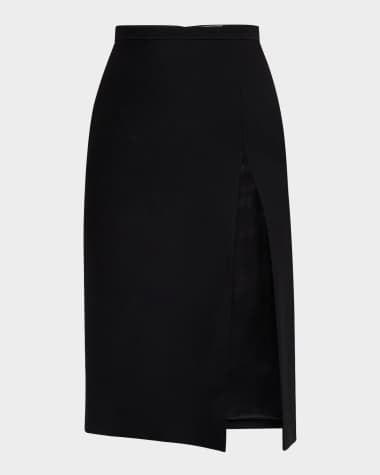 Salon 1884 Ezra Thigh-Slit Crepe Skirt