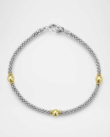 LAGOS Signature Caviar Two-Tone 3-Station Bracelet, 3mm