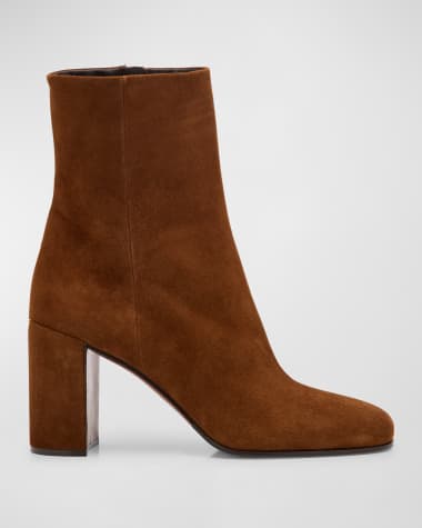 Prada Suede Block-Heel Ankle Boots