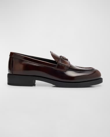 Prada Calfskin Logo Slip-On Loafers
