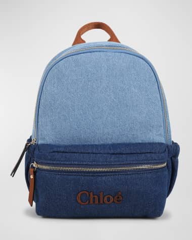 Chloe Kid's Two-Tone Cotton Denim Backpack