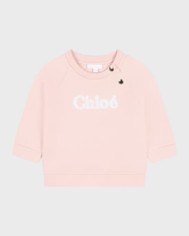 Chloe Girl's Embroidered Logo-Print Sweater, Size 4-6