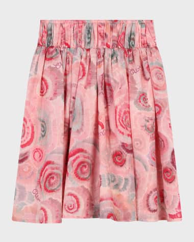 Chloe Girl's Ceremonie Spiral-Print Wool Skirt, Size 4-6