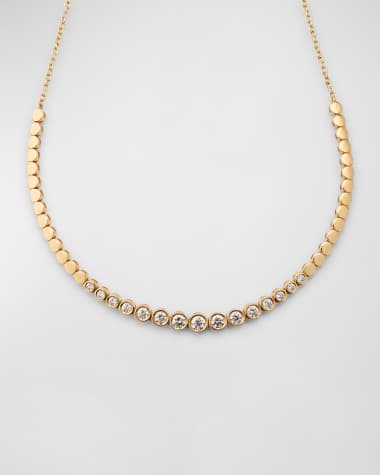 Siena Jewelry 14K Yellow Gold Half Bezel Diamond Tennis Necklace