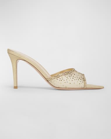 Gianvito Rossi Crystal Mesh Stiletto Mule Sandals