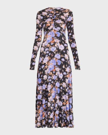 Ulla Johnson Naia Printed Jersey Long-Sleeve Maxi Dress