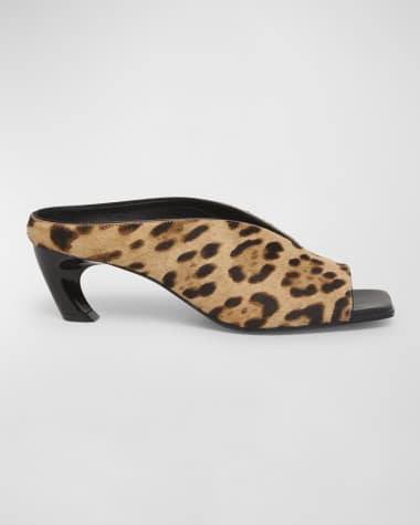 Alexander McQueen Armadillo Leopard Comma-Heel Mule Sandals