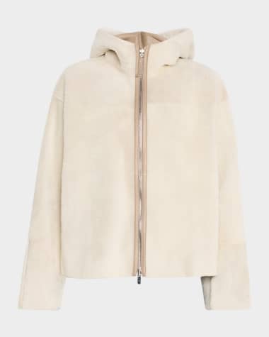 UTZON James Hooded Zip Shearling Jacket