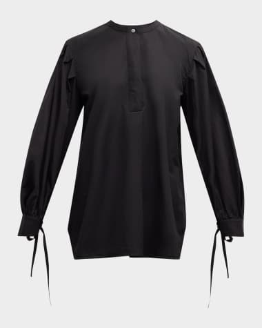 Co Tie-Cuff Long-Sleeve Oversized Cotton Shirt