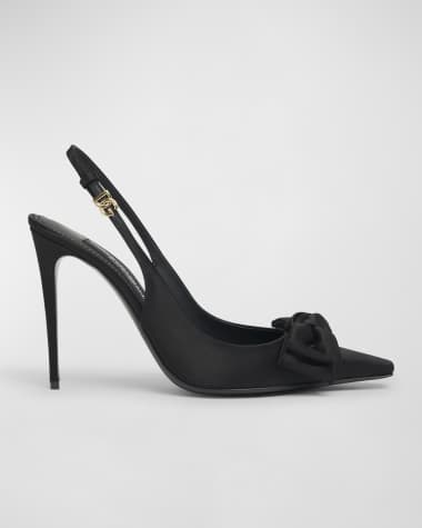 Dolce&Gabbana Satin Bow Slingback Pumps