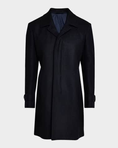 Neiman Marcus Men's Chevron Double-Face Overcoat