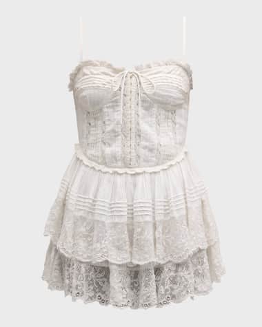 LoveShackFancy Nerida Tiered Lace Ruffle Mini Dress