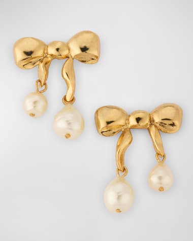 Oscar de la Renta Heart & Bow Resin Pearl Earrings