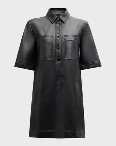Veronica Beard Koulis Vegan Leather Shirtdress
