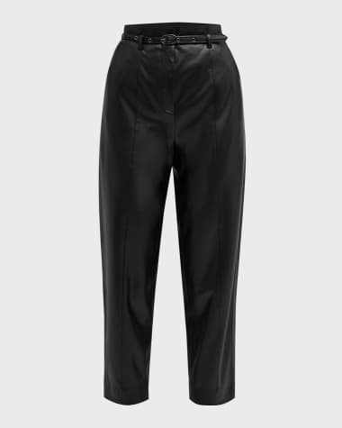 Veronica Beard Analise Vegan Leather Cropped Pants