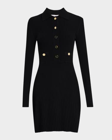 Veronica Beard Lauper Long-Sleeve Ribbed Mini Dress