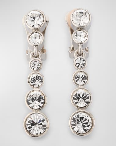 Oscar de la Renta Round Stone Drop Clip-On Earrings