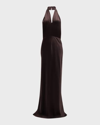 Veronica Beard Alberta Stretch-Silk Halter Dress