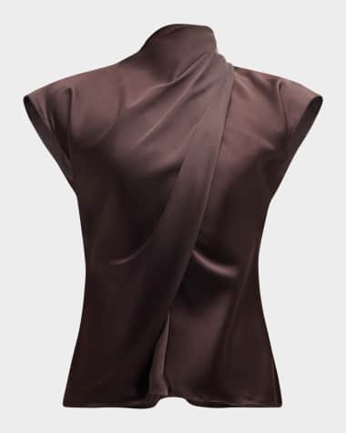 Veronica Beard Leilany Draped Tie-Back Top