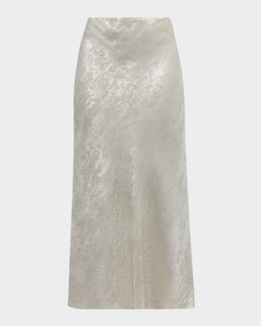 Veronica Beard Clover Brushed Metallic Slip Skirt