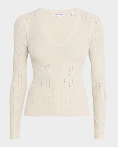 Veronica Beard Callie Metallic Knit V-Neck Sweater