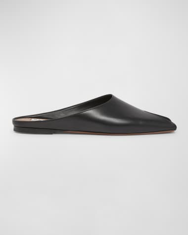 ALAIA Leather Peep-Toe Ballerina Mules