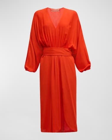 Vanessa Bruno Ruched Side-Slit Midi Dress