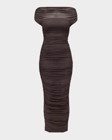 SER.O.YA Noel Gathered Mesh Maxi Dress