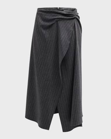 A.L.C. Clara Pinstripe Midi Wrap Skirt
