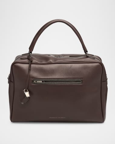 Brunello Cucinelli Monili Zip Calf Leather Duffel Bag