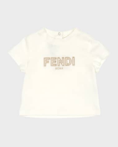 Fendi Kid's Embroidered Logo-Print T-Shirt, Size 6M-24M