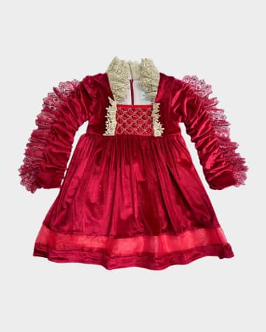 Petite Maison Kids Girl's Victoria Lace Trim Beaded Victorian Inspired Dress, Size 2T-12