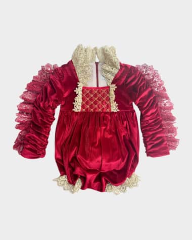 Petite Maison Kids Girl's Victoria Ruffle Trim Romper, Size 3M-24M