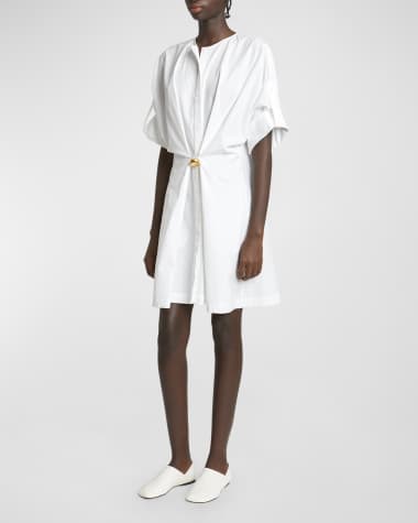 Loewe Gathered Mini Dress with Button Detail